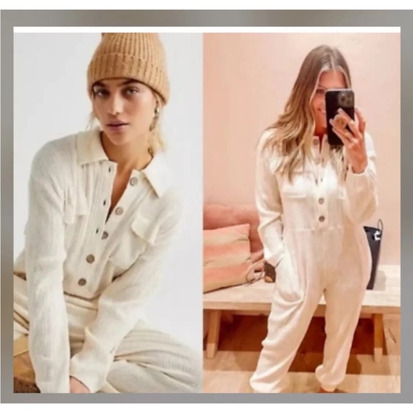 Free People Cream Tan Jumpsuit with Relaxed Fit - Picture 2 of 8